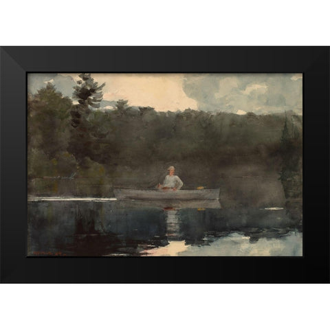 The Lone Fisherman Black Modern Wood Framed Art Print by Homer, Winslow