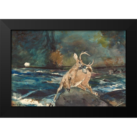 A Good Shot, Adirondacks Black Modern Wood Framed Art Print by Homer, Winslow
