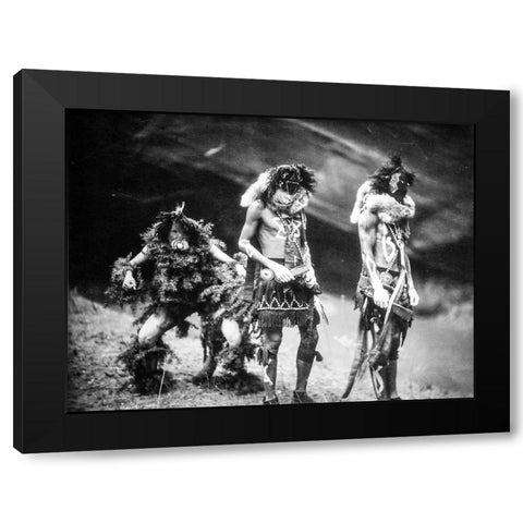Navajo Yebichai (Yei Bi Chei) dancers Black Modern Wood Framed Art Print with Double Matting by Curtis, Edward