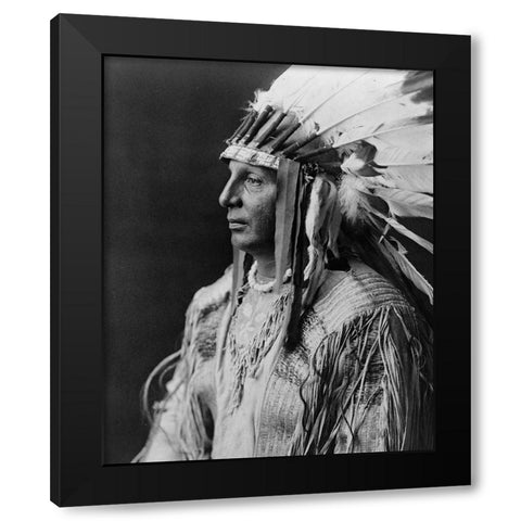 White Shield, Arikara Black Modern Wood Framed Art Print with Double Matting by Curtis, Edward
