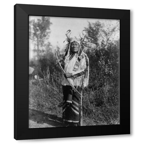 Long Time Dog, Hidatsa Black Modern Wood Framed Art Print by Curtis, Edward