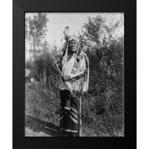 Long Time Dog, Hidatsa Black Modern Wood Framed Art Print by Curtis, Edward