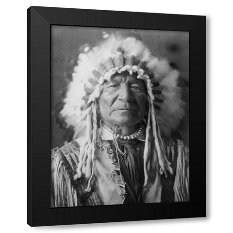 Sitting Bear, Arikara Black Modern Wood Framed Art Print with Double Matting by Curtis, Edward