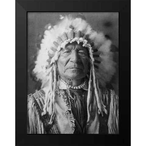 Sitting Bear, Arikara Black Modern Wood Framed Art Print by Curtis, Edward