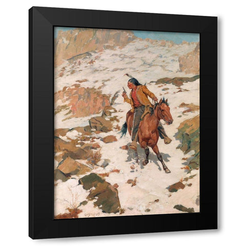 In Hot Pursuit Black Modern Wood Framed Art Print with Double Matting by Schreyvogel, Charles