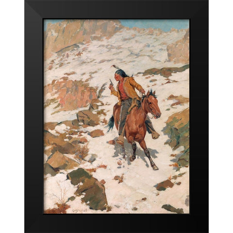 In Hot Pursuit Black Modern Wood Framed Art Print by Schreyvogel, Charles