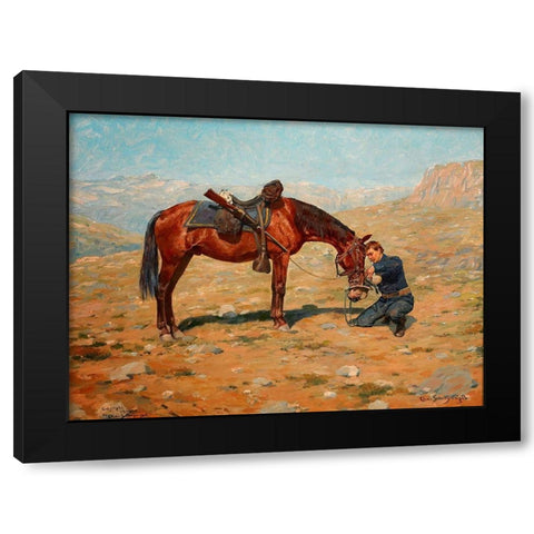 The Last Drop Black Modern Wood Framed Art Print with Double Matting by Schreyvogel, Charles