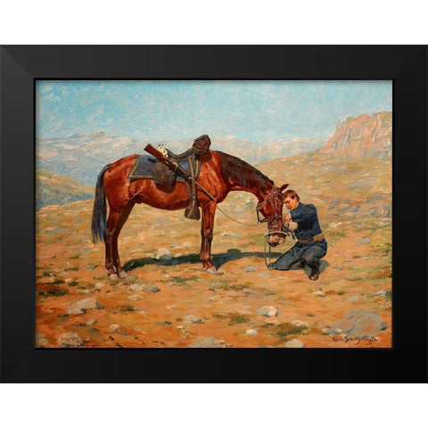 The Last Drop Black Modern Wood Framed Art Print by Schreyvogel, Charles