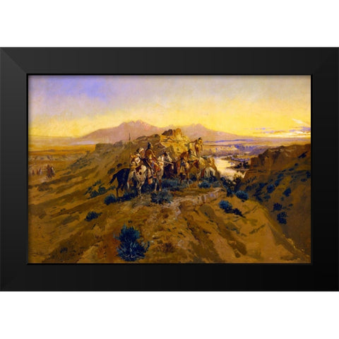 Planning the Attack Black Modern Wood Framed Art Print by Russell, Charles Marion