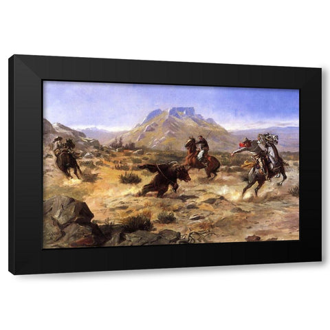 Capturing the Grizzly Black Modern Wood Framed Art Print with Double Matting by Russell, Charles Marion