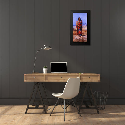 Indian Squaw Black Modern Wood Framed Art Print by Russell, Charles Marion