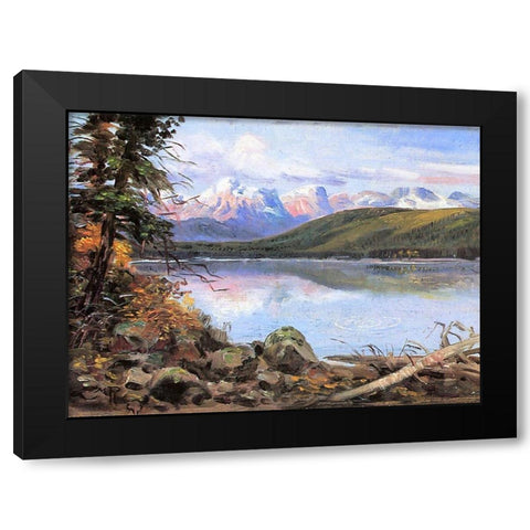 Lake McDonald Black Modern Wood Framed Art Print by Russell, Charles Marion
