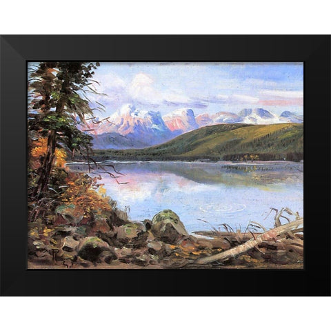Lake McDonald Black Modern Wood Framed Art Print by Russell, Charles Marion