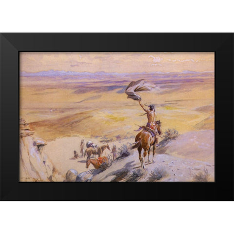 The Signal Black Modern Wood Framed Art Print by Russell, Charles Marion