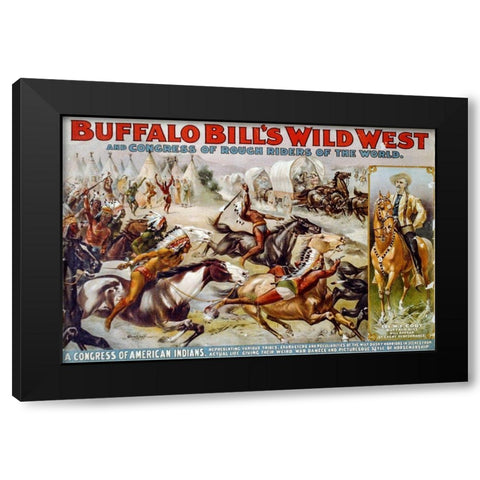 A congress of American Indians Black Modern Wood Framed Art Print by Buffalo Bills Wild West Show Poster