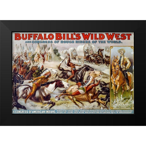 A congress of American Indians Black Modern Wood Framed Art Print by Buffalo Bills Wild West Show Poster