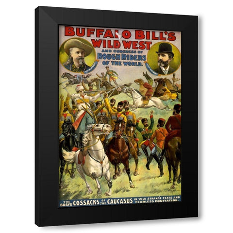The Brave Cossacks Black Modern Wood Framed Art Print with Double Matting by Buffalo Bills Wild West Show Poster