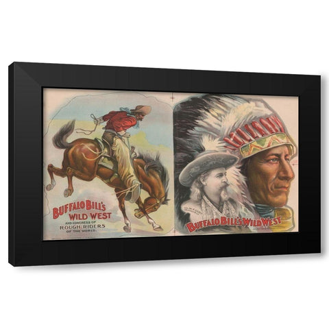 Inside Program Black Modern Wood Framed Art Print with Double Matting by Buffalo Bills Wild West Show Poster