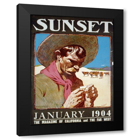 Sunset, January 1904 Black Modern Wood Framed Art Print with Double Matting by Vintage Sunset Magazine Cover