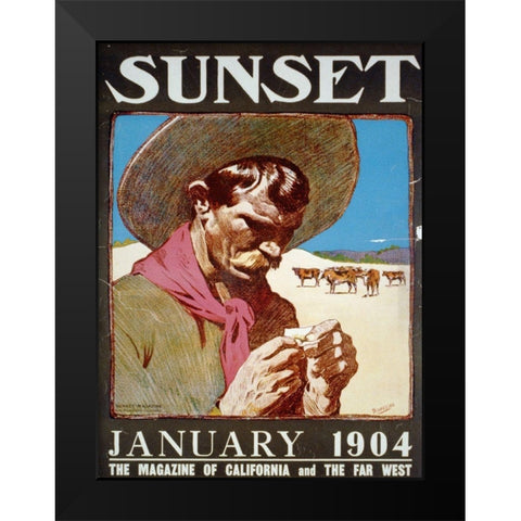 Sunset, January 1904 Black Modern Wood Framed Art Print by Vintage Sunset Magazine Cover