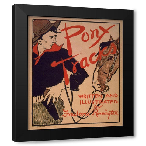 Pony tracks cover Black Modern Wood Framed Art Print by Remington, Frederic