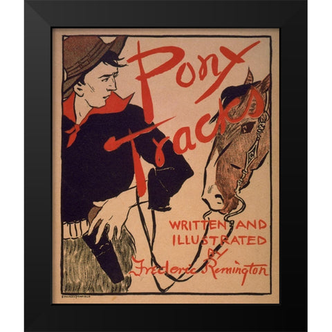 Pony tracks cover Black Modern Wood Framed Art Print by Remington, Frederic