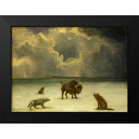Trapped Black Modern Wood Framed Art Print by Bierstadt, Albert