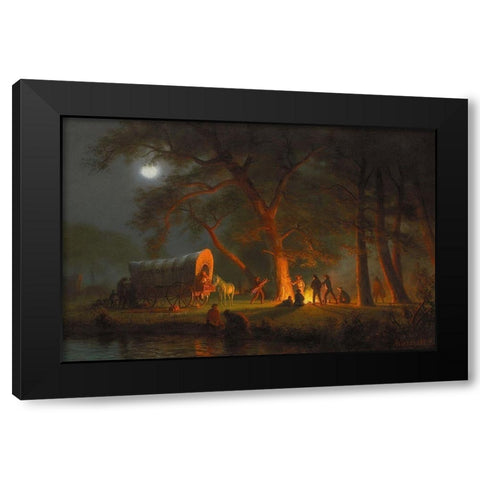 Oregon Trail Black Modern Wood Framed Art Print with Double Matting by Bierstadt, Albert