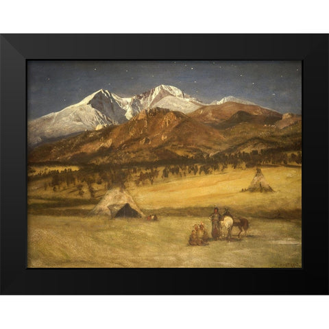 Indian Encampment - Evening Black Modern Wood Framed Art Print by Bierstadt, Albert