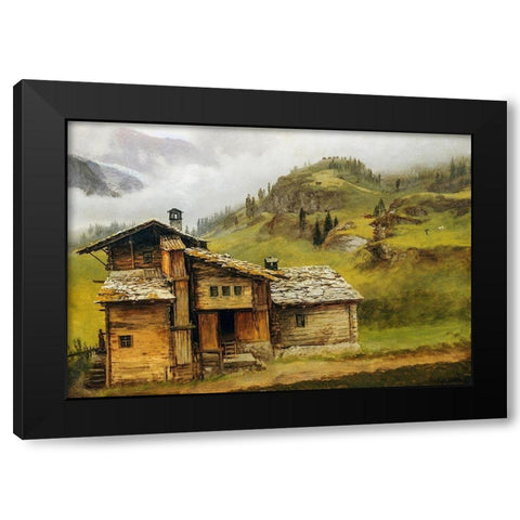 Mountain House Black Modern Wood Framed Art Print with Double Matting by Bierstadt, Albert