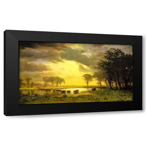 The Buffalo Trail Black Modern Wood Framed Art Print with Double Matting by Bierstadt, Albert