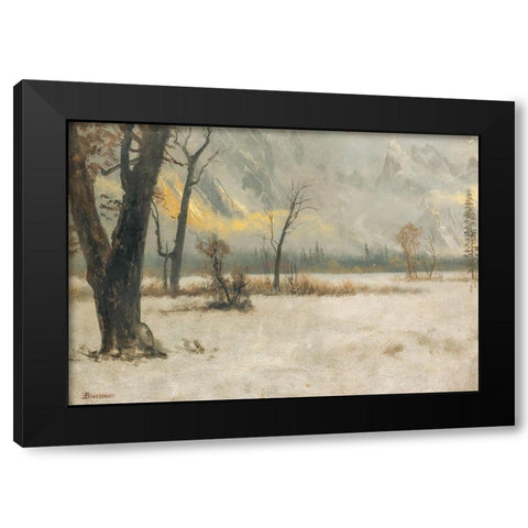 Winter landscape Black Modern Wood Framed Art Print with Double Matting by Bierstadt, Albert