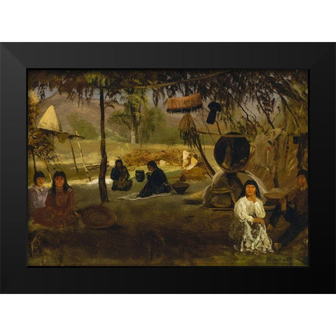 California Indian Camp Black Modern Wood Framed Art Print by Bierstadt, Albert