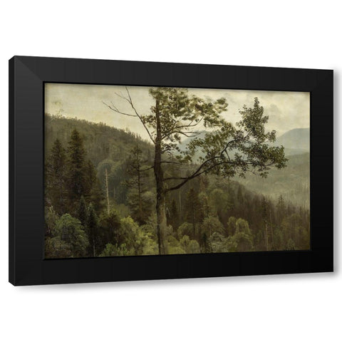 Tree covered mountains Black Modern Wood Framed Art Print with Double Matting by Bierstadt, Albert