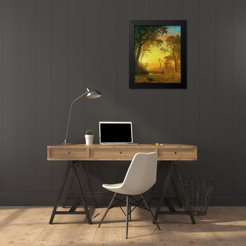 Light in the Forest Black Modern Wood Framed Art Print by Bierstadt, Albert