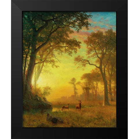 Light in the Forest Black Modern Wood Framed Art Print by Bierstadt, Albert
