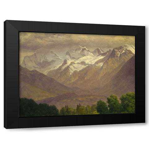 In the High Mountains Black Modern Wood Framed Art Print with Double Matting by Bierstadt, Albert