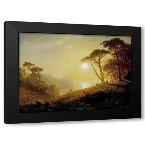 Scene in Yosemite Valley Black Modern Wood Framed Art Print with Double Matting by Bierstadt, Albert