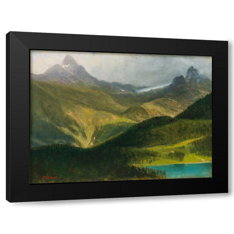 Mountain landscape Black Modern Wood Framed Art Print by Bierstadt, Albert