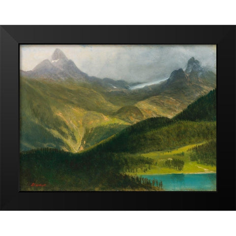 Mountain landscape Black Modern Wood Framed Art Print by Bierstadt, Albert