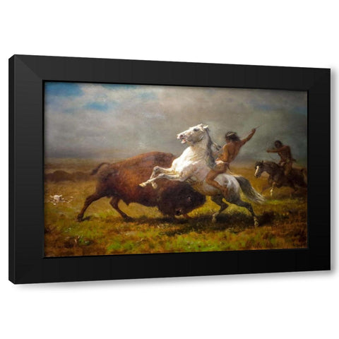 Study for The Last of the Buffalo Black Modern Wood Framed Art Print with Double Matting by Bierstadt, Albert
