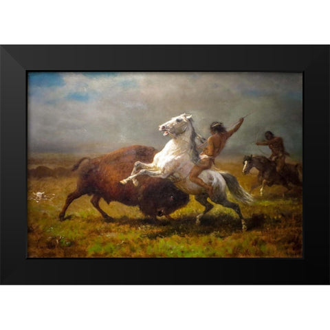 Study for The Last of the Buffalo Black Modern Wood Framed Art Print by Bierstadt, Albert
