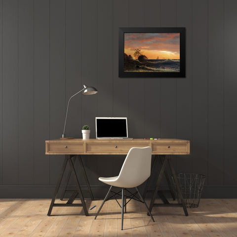 Beached Ship Black Modern Wood Framed Art Print by Bierstadt, Albert
