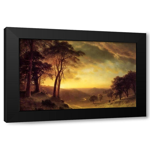 Sacramento River Valley Black Modern Wood Framed Art Print by Bierstadt, Albert