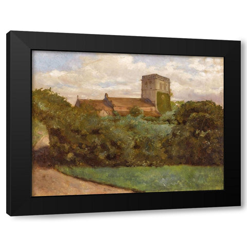 Tottenham Church, London, 1869 Black Modern Wood Framed Art Print with Double Matting by Bierstadt, Albert