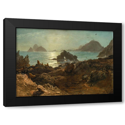 Farallon Islands, Pacific Ocean, California Black Modern Wood Framed Art Print with Double Matting by Bierstadt, Albert