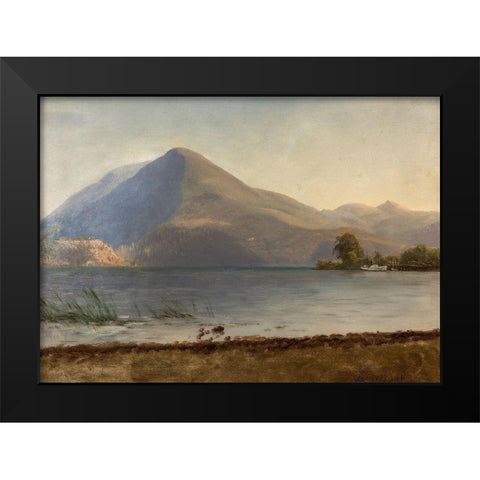 On the Hudson Black Modern Wood Framed Art Print by Bierstadt, Albert