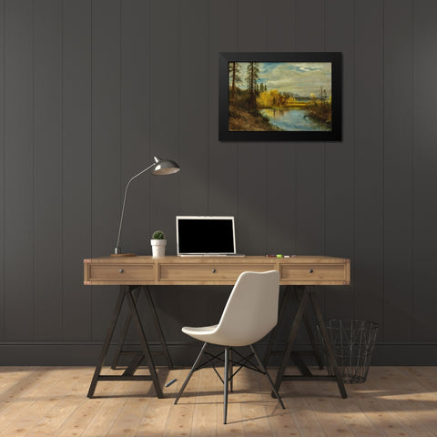 Outlet at Lake Tahoe Black Modern Wood Framed Art Print by Bierstadt, Albert