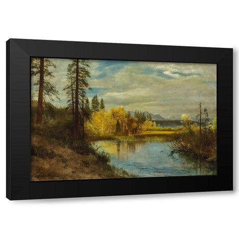 Outlet at Lake Tahoe Black Modern Wood Framed Art Print by Bierstadt, Albert