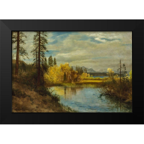 Outlet at Lake Tahoe Black Modern Wood Framed Art Print by Bierstadt, Albert
